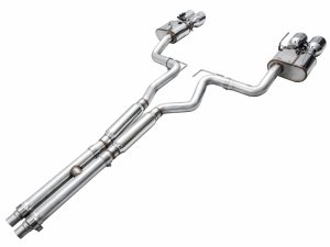 Ford Mustang Performance Exhaust - AWE Tuning - Cat Back, SwitchPath, Quad Tips - Chrome Silver - 2024+